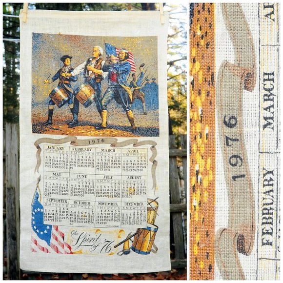 VTG 1976 'Spirit of '76' Calendar Towel Soldiers Marching into Battle Kay Dee